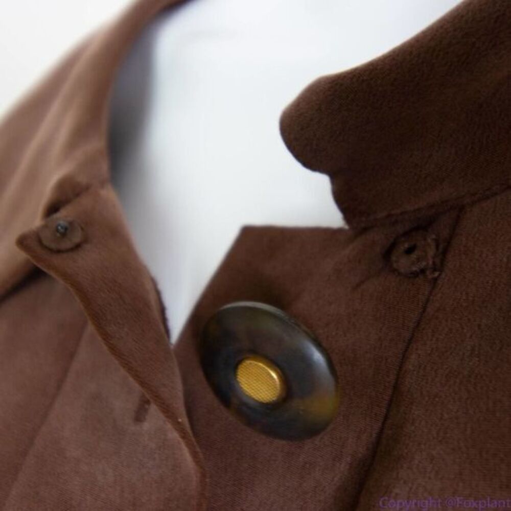 Vintage Spenser Jeremy 100% silk button down short‎ sleeves brown midi dress, 16 - Picture 14 of 16